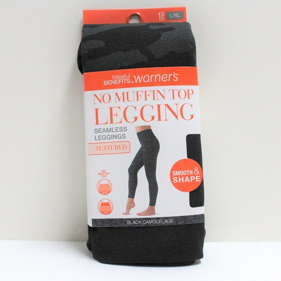 Women's Size L/XL Seamless Textured Black Camouflage No Muffin Top Legging - Picture 11 of 12